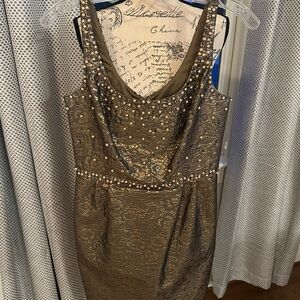 Carmen Marc Valvo Gold Sheath Cocktail Dress